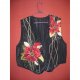 Vest -black poinsetta dupioni applique vest in XL Vest -black poinsetta dupioni applique vest in XL