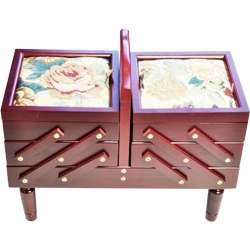 Wooden large caddie with tapestry tops- P3016K Wooden large caddie with tapestry tops- P3016K