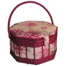 Sewing basket, Hexagon floral and wicker Sewing basket, Hexagon floral and wicker
