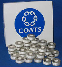 1 gross Coats American white polyester prewound bobbins, Size A, 1 gross Coats American white polyester prewound bobbins, Size A,