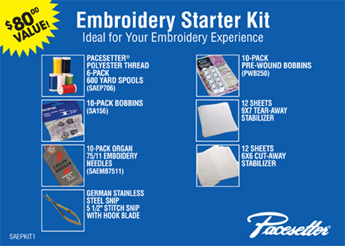 Brother New!!! PACESETTER� Embroidery Starter Kit Available